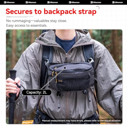 HIKEMAN Waist Bag Strap Pack Pouch for Backpack Lightweight Phone Pocket - color: Grey