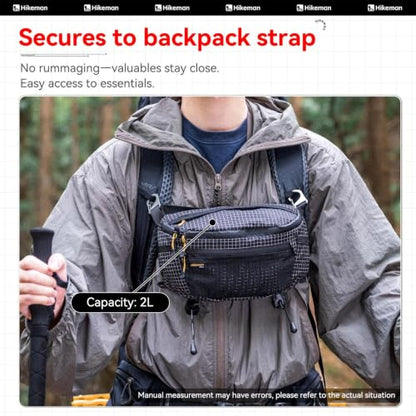 HIKEMAN Waist Bag Strap Pack Pouch for Backpack Lightweight Phone Pocket - color: Grey