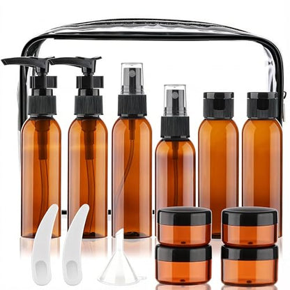 Cosywell Travel Size Bottles for Toiletries, Brown, 15 Pack, 2oz - color: L-Brown-15pcs