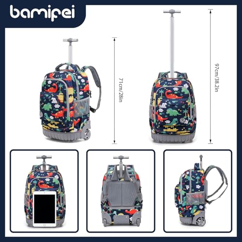 Kids Rolling Backpack Set 18" Roller Bag - Dinosaur