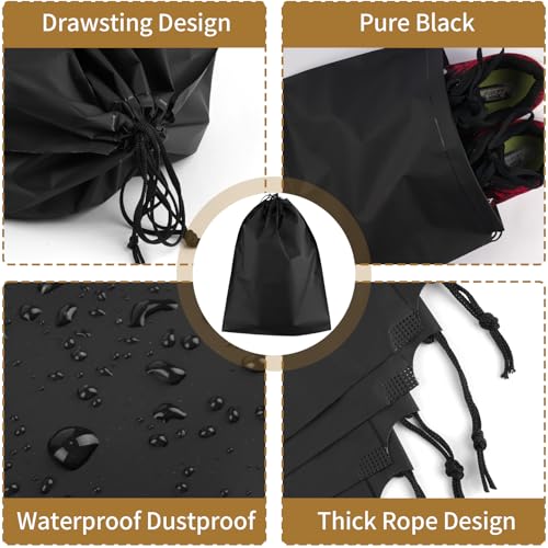 50 Pack Shoe Bags for Travel, Black Travel Shoe Bags for Packing Waterproof - color: Black