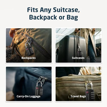TravelMore 수하물 자물쇠 TSA 승인, 4자리 여행용 콤비네이션 자물쇠 - color: 블랙., size: 3개