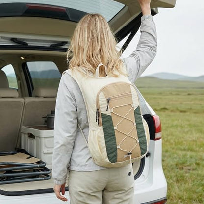 G4Free 20L Lightweight Packable Hiking Backpack for Women Men - color: Green+beige