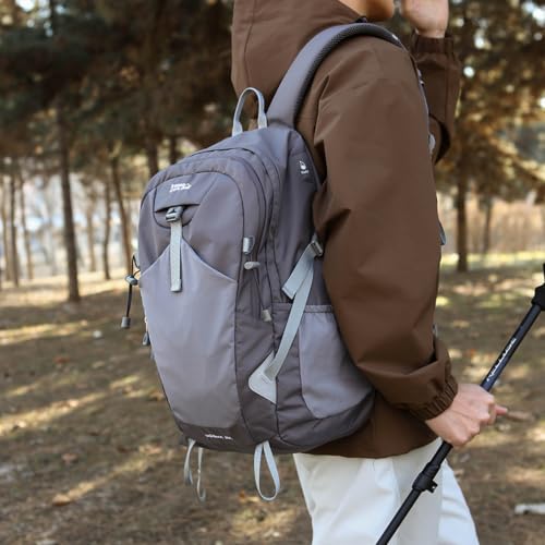 30L Lightweight Hiking Backpack, Travel Daypack with Pole Holder, Gray - color: 30l-grey
