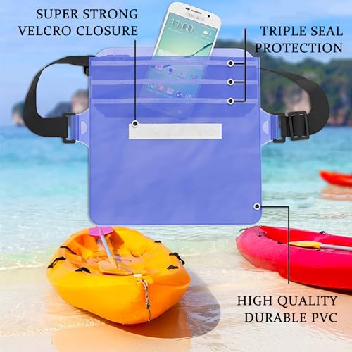 CADONO 2-Pack Waterproof Pouch with Adjustable Waist Strap - color: Black+Clear