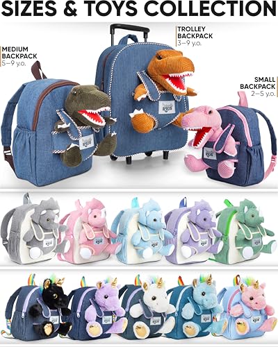 Naturally KIDS Toddler Backpack w. Plush Pink Dinosaur Toy, Kids Gift 2-5 - color: 02 Dinosaur Pink, size: Small