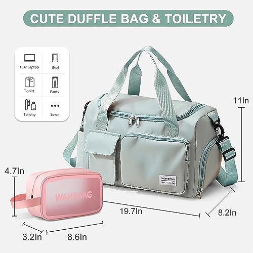 Small Gym Bag for Women, Travel Duffle Bag Carry On Weekender Bag with Shoe Compartment - color: 29#All Grey, style: Gym Bag&toiletry Bag
