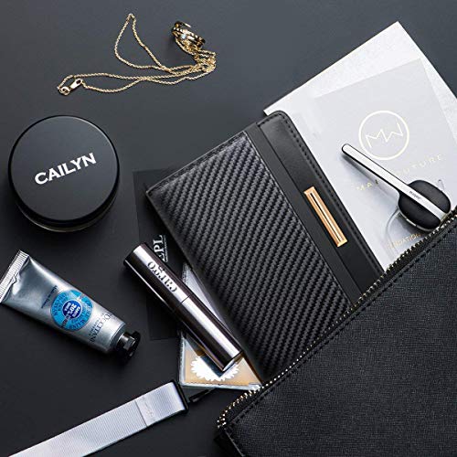 Coco Rossi Passport Holder for Travel Men Slim RFID Passport Cover Wallet - color: Carbon Fibre