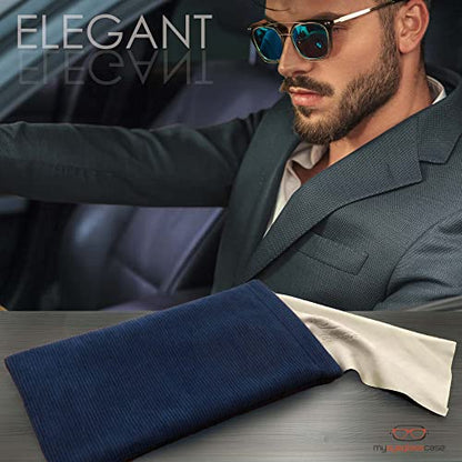 Soft Sunglasses case | Large Glasses Case Holder - Eyeglass Pouch Squeeze Top | Glasses pouch Lightweight Extra Layers - color: Ct8 Blue