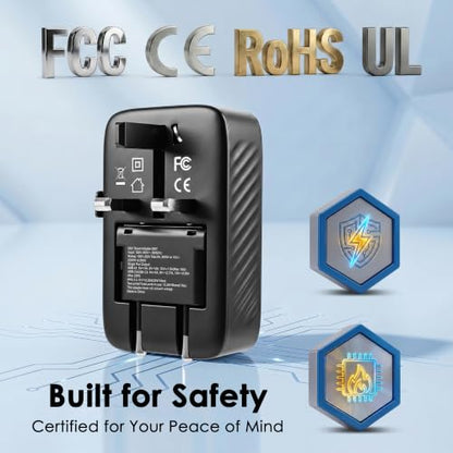 Realmade Slim 25W PD International All-in-One Travel Adapter, 2C+1A Black - color: Black