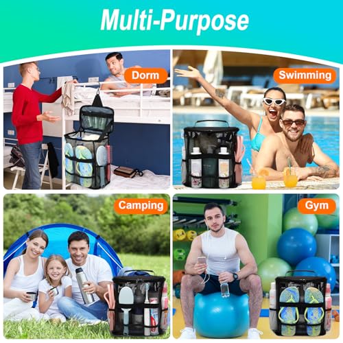Dorm Room Essentials for Guys Girls, Quick Dry Mesh Shower Caddy Portable - color: Black