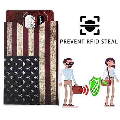 RFID Blocking Sleeves (10 RFID Blocking Sleeves, 5 Unique Designs) Identity Theft Protection Travel Case Set (American Element) (Side Load) - color: Side Load