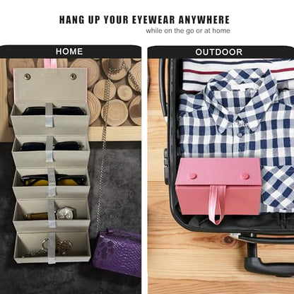 Longjet Sunglasses Organizer Travel Glasses Case Eyeglasses Storage Box - color: Pink