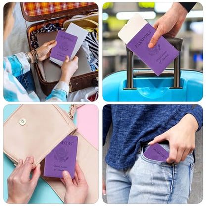 Cnycmy Passport Holder for Travel,Passport Cover Case with RFID - color: Simplicity-Purple