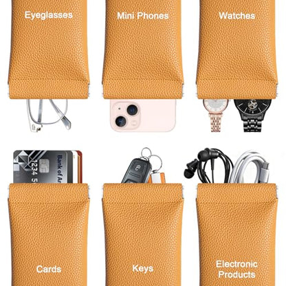 RayLove 2 Pack Glasses Case Soft Eyeglass Case For Women Men Squeeze Top Sunglasses Pouch Travel With Cleaning Cloth - color: California Orange