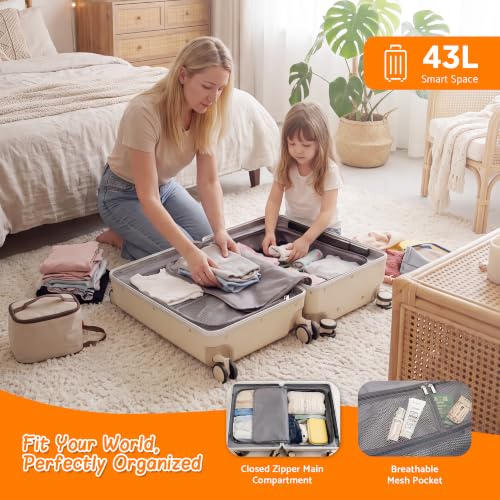 20" Ride-On Suitcase with Seat for Kids & Adults - color: Beige