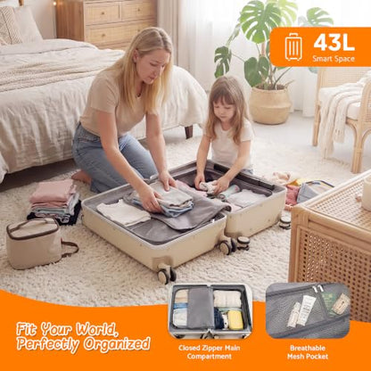 20" Ride-On Suitcase with Seat for Kids & Adults - color: Beige