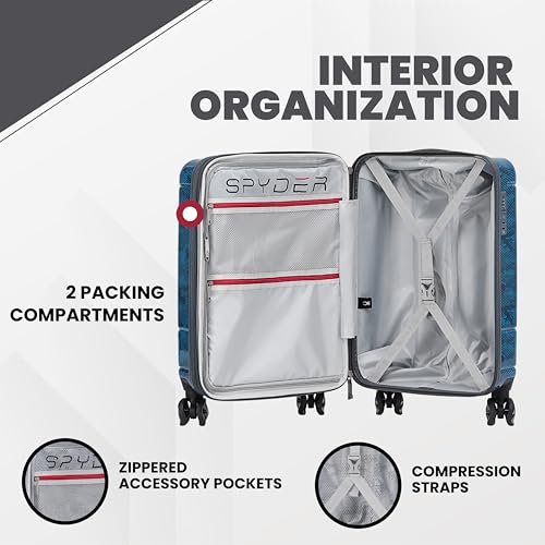 Spyder Matrix 20 Inch Carry On Expandable Hardside Upright Suitcase with 360° Spinner Wheels, TSA Approved Lock, Blue - color: Blue, size: Carry-On