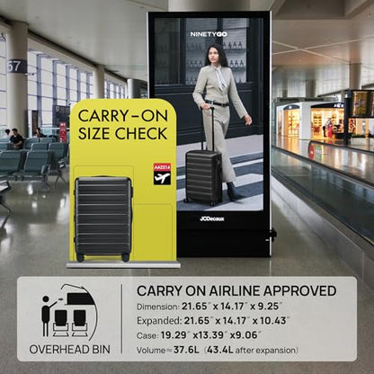 NINETYGO Carry On Luggage, Black, Rhine Max, 20 Inch - color: 01-Black (Expandable), size: Carry-On 20-Inch