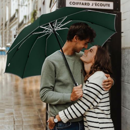 Reverse Umbrella 50 Inch Large Golf 10 Rib Auto Open Close Rain Travel - color: 07.Dark Green