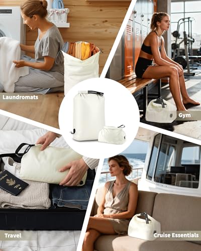 Travel Laundry Bag, Pump-free Vacuum Compression Dirty Clothes Bag, Large Reusable Waterproof & Washable Laundry Bag, Wet and Dry Bag, Ideal for Suitcases, Laundromats (1 Pack) White - color: White, size: 23" L × 17" W × 6.5" H