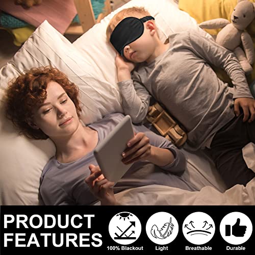 2Pack Silk Sleep Mask,Eye Mask for Sleeping,Elastic Blackout Eye Mask & Blindfold for Full Night's Sleep,Travel and Nap(Black) - color: Black