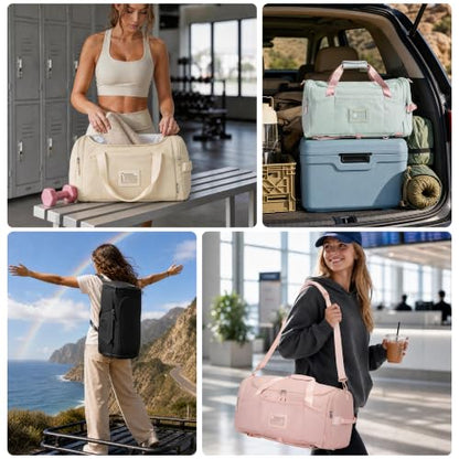 TOPEAST Foldable Duffle Bag for Travel, Large Travel Duffel Bags for Women - color: Pink