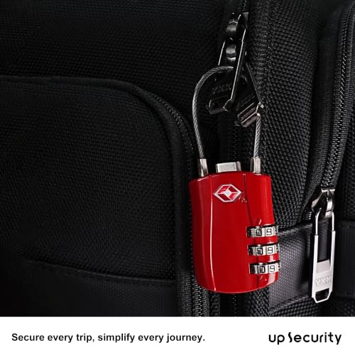 TSA Locks for Luggage, Small Padlock Combination with Cable, Luggage Locks TSA Approved, Combo Padlock with Code, for Travel Suitcase, Gym Locker, Gun Case, Backpack Zipper (Black+Red) - color: Black+Red