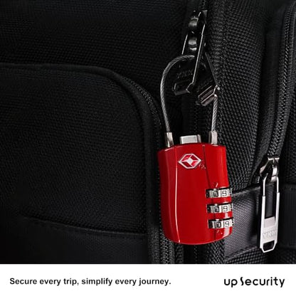 TSA Locks for Luggage, Small Padlock Combination with Cable, Luggage Locks TSA Approved, Combo Padlock with Code, for Travel Suitcase, Gym Locker, Gun Case, Backpack Zipper (Black+Red) - color: Black+Red