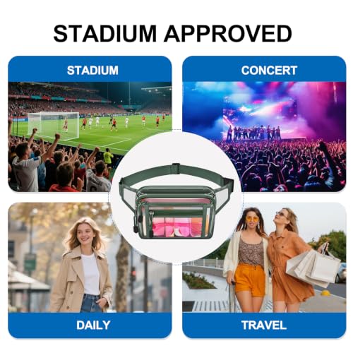 USPECLARE Clear Fanny Pack Stadium Approved Large Multi-Purpose Waist Bag - color: Forest-Green, style: 1-pack-pvc