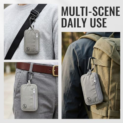 Tipmile RFID Blocking Wallet Slim Money Pouch with Carabiner for Cash Cards