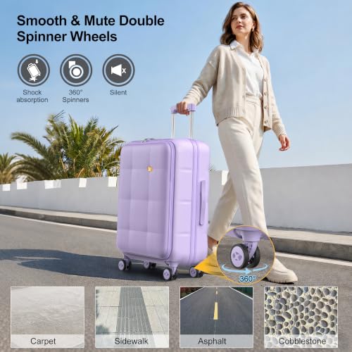 MGB 26 Inch Large Expandable Checked Luggage Hard Shell Suitcase (Purple) - color: Purple, size: 26 inch
