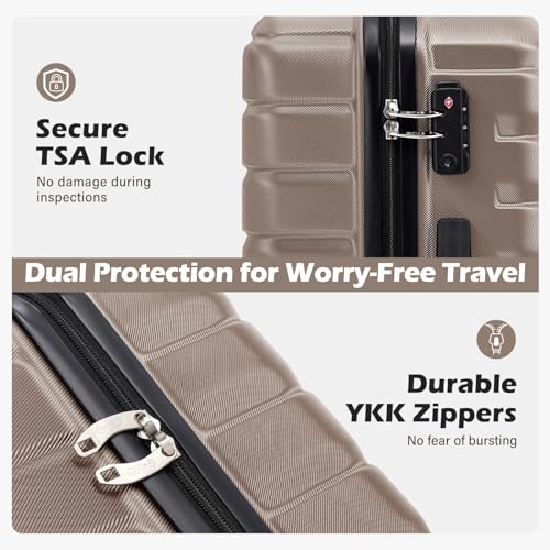 Coolife Lightweight Luggage with TSA Lock,Carry On Brown - color: Brown, size: Small(20in)
