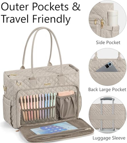 Bagstellar Teacher Tote Bag for Women, 15.6" Laptop Work Tote Computer Bag - color: Taupe