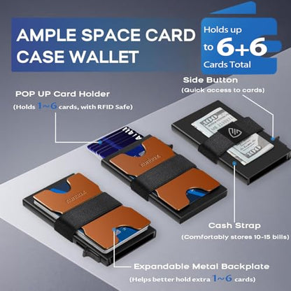 RUNBOX Slim Wallet for Men, RFID Aluminum Pop-Up Card Holder for 12 Cards - color: Matt Orange