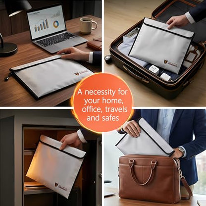 Fireproof Document Bag, 15 x 11 Inch Waterproof Document Pouch with Zipper - color: 1 Pack Silver