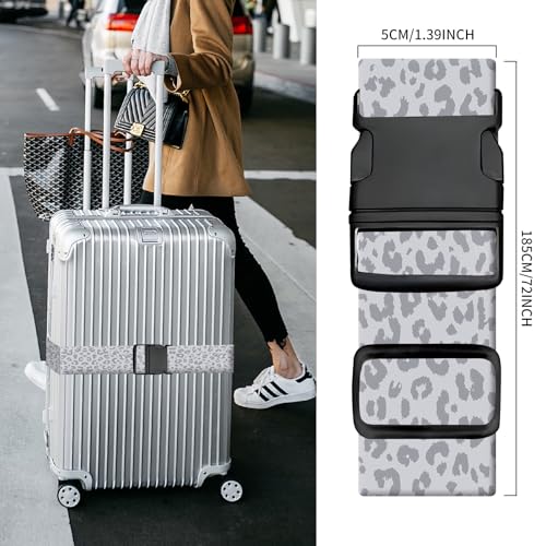 Luggage Straps for Suitcases, Heavy Duty Travel Belt with Quick-Release Buckle, Adjustable Suitcase Strap, Cute Luggage Accessories for Travel Grey Leopard Print - color: Grey Leopard Print