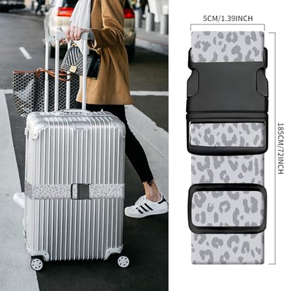 Luggage Straps for Suitcases, Heavy Duty Travel Belt with Quick-Release Buckle, Adjustable Suitcase Strap, Cute Luggage Accessories for Travel Grey Leopard Print - color: Grey Leopard Print