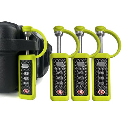 LAFENLIN TSA Padlock 4-Pack for Gun Cases, 3-Dial Combo Lock, Lime | TSA-approved Gun Case Lock for Rifle & Pistol Cases (No Key). Sturdy Alloy Body, Cut-resistant Steel Shaft, Weatherproof - color: Lime