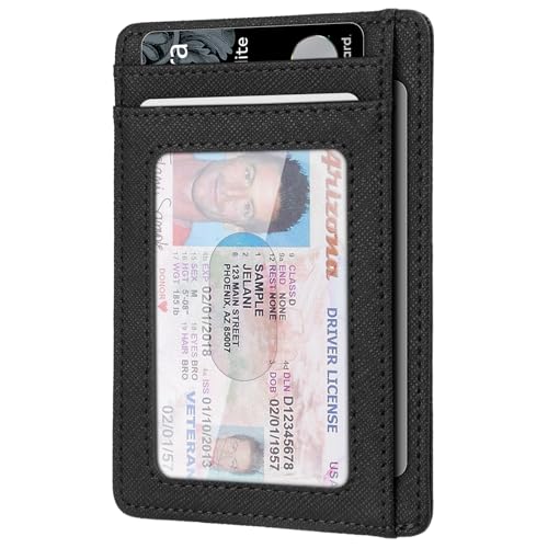 RUNBOX Slim Wallet for Men and Women, RFID Blocking Leather Card Holder - color: Cross Black