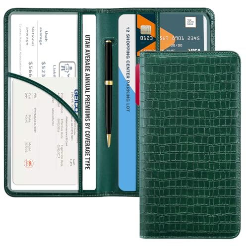CoBak Car Registration and Insurance Holder - color: L-Crocodile Pine Green
