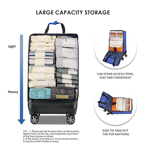 Verage Expandable Foldable Luggage Bag Collapsible Suitcases Rolling Travel Duffel Bag Lightweight Larger Suit Case with Detachable Spinner Wheels(Blue,24 Inch Expands into 28 Inch)