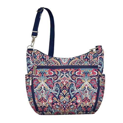 Travelon Anti-theft Classic Crossbody Bucket Bag - color: Summer Paisley