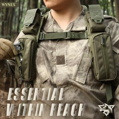 WYNEX Molle Accessories Pouch of Double Zipper Pocket Version, Backpack Strap Pouch Shoulder Strap Molle Attachment Tactical Accessories Bag Shoulder Starps Zipper Pocket Additional Phone Holder - color: Range Green-2Pcs