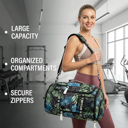 Gym Duffle Bag Backpack,4‑Way Waterproof with Shoe Compartment Travel Hiking Laptop - color: Bronze