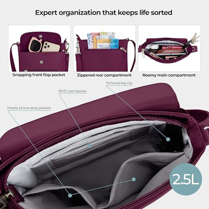 Travelon Anti-Theft Classic Mini Shoulder Bag - color: Burgundy