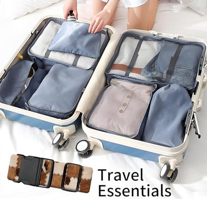 Luggage Straps for Suitcases, Heavy Duty Travel Belt with Quick-Release Buckle, Adjustable Suitcase Strap, Cute Luggage Accessories for Travel Cowhide Checkerboard - color: Cowhide Checkerboard