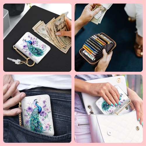 Blusabaca RFID Credit Card Holder Small Women Travel Wallet, Peacock - color: Peacock