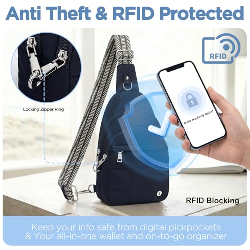 Anti Theft Sling Bag for Women, RFID Crossbody Purse Travel Blue - color: Dark Blue