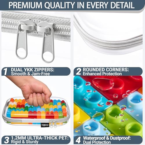 YQBRAO Clear Hard Shell Zipper Cases, 6 Multi-Size Organizers, Grey - color: Grey, size: 6 Pack (2L+2M+2S)